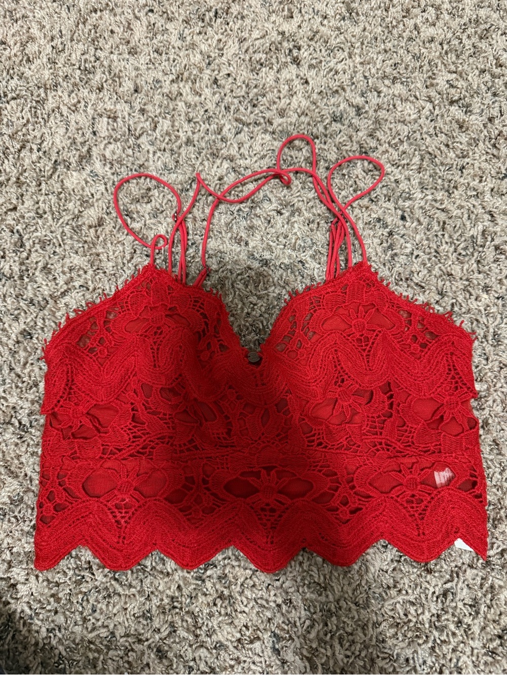 Free People Red Lace Bralette Top
